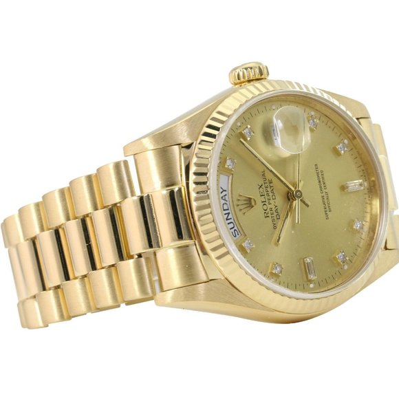 Rolex Mens Day-Date President Watch 18KY Gold Champagne Diamond Dial 18238 - Picture 2 of 9